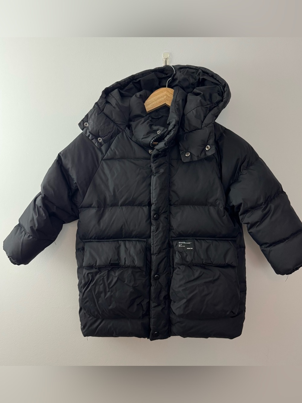Zara Kids Black Puffer Jacket with Hood Size 6-7